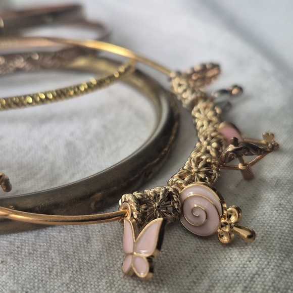 Gold and Pink Charm Bracelet Set - Picture 2 of 6